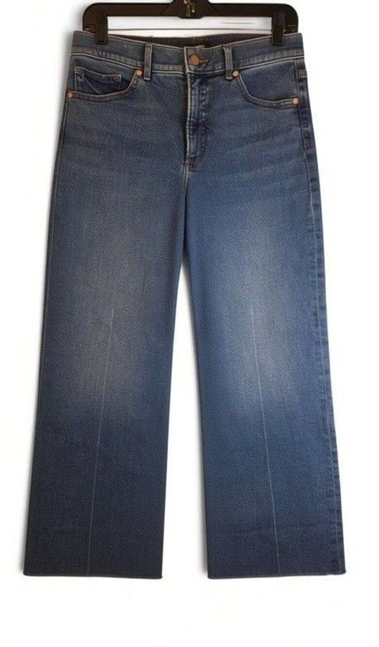 Express Wide Leg High Rise Jeans Size 8R Blue Denim